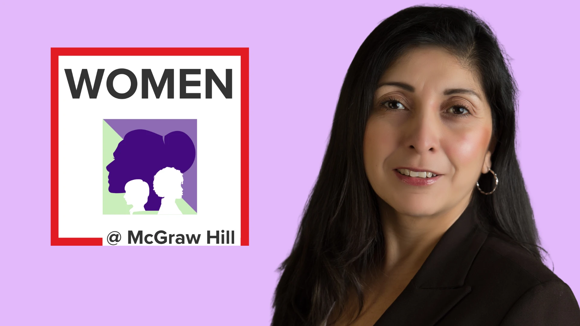 Christina smiling with Women at McGraw Hill logo behind her
