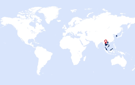 Map with some countries in Southeast Asia highlighted