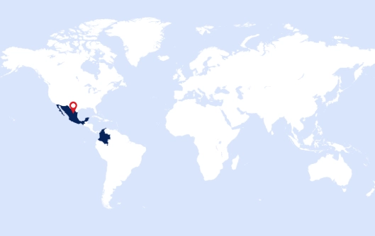 Map with the Latin America highlighted