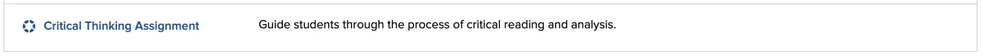 Connect screenshot showing Critical Thinking Assignment header.