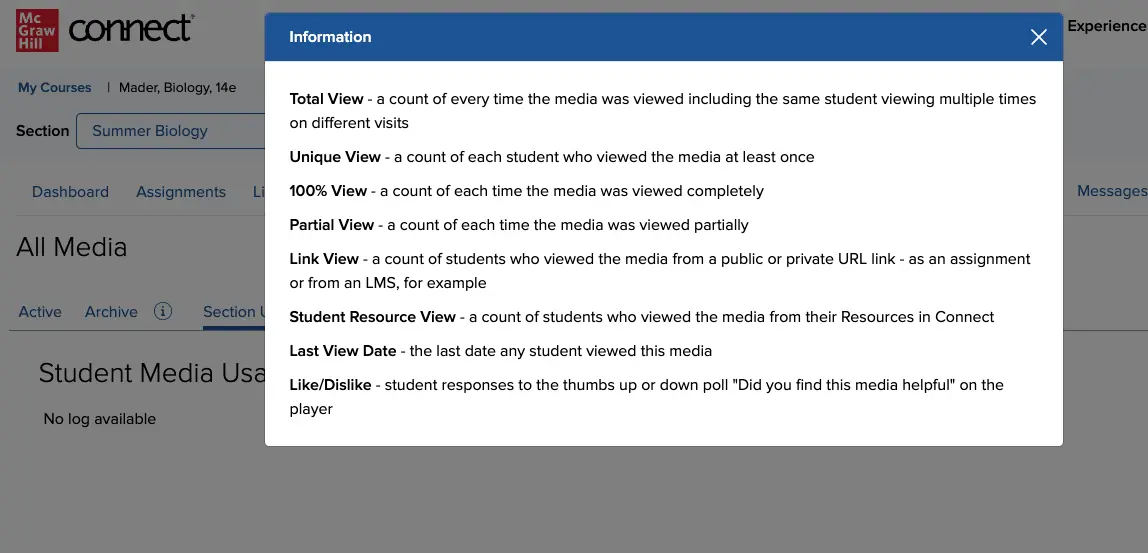 Connect screenshot showing New media Services Enhancements