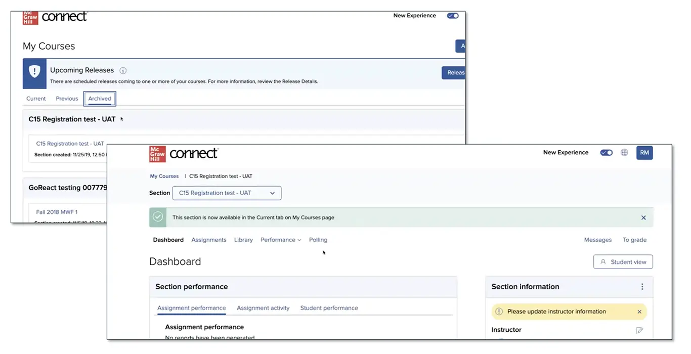 Connect screenshot showing New media Services