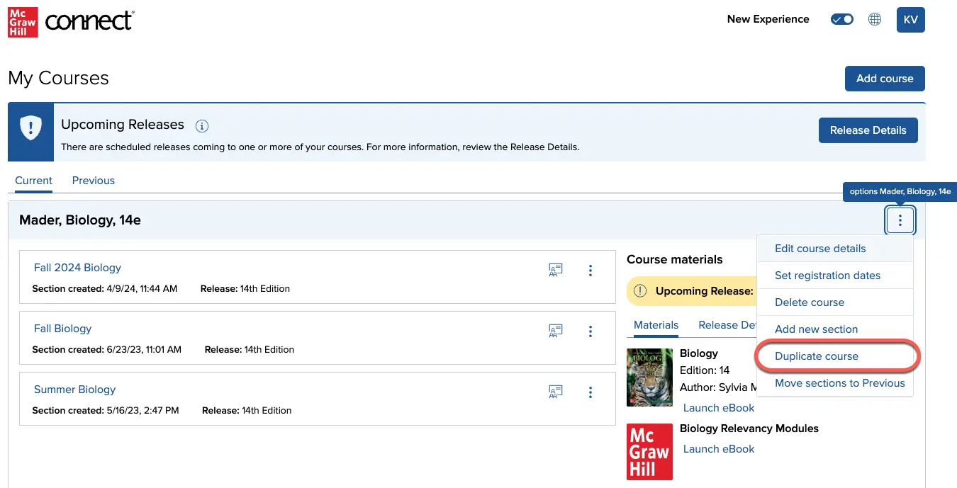 Connect screenshot showing New media Services