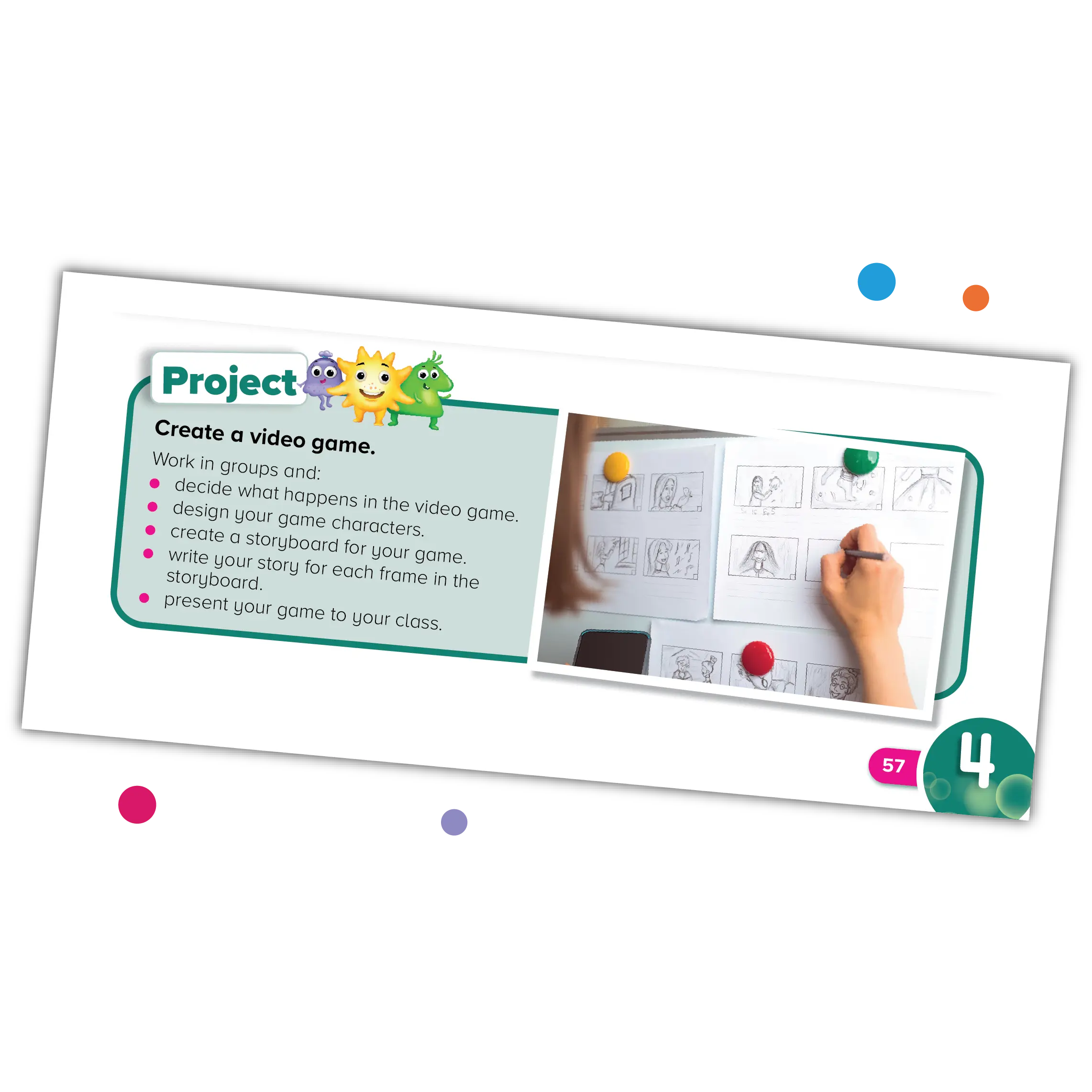 Instructions for an end-of-unit project titled “Create a video game.”