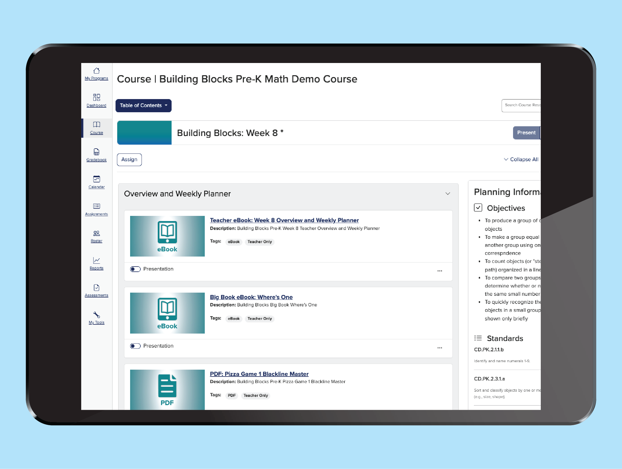 A tablet shows the Online Teacher Experience dashboard.