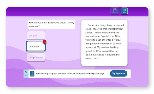 Receive Feedback and Support: An incorrect answer generates automated feedback.