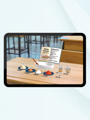 The AR app on a tablet screen.